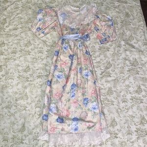 Vintage, girly, lace, babydoll dress, flowers, multicolored, size 14